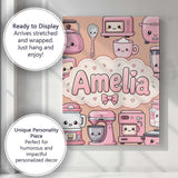 Personalised Name Cute Kawaii Appliances Custom  Unique Gift Idea Elegant Feature Canvas Wall Art Print Decor Picture Ready to Hang