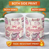 Personalized Custom Name Cute Kawaii Kitchen Appliances Mixer Toaster Blender Cream 11oz Ceramic Coffee Tea Mug White Large Handle