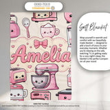 Cute Kawaii  Appliances Mixer Toaster Blender Cream  Personalised Custom Name Super Soft Fleece Blanket Bed Sofa Throw