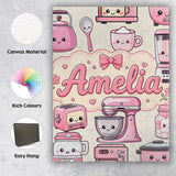 Personalised Name Cute Kawaii Appliances Custom  Unique Gift Idea Elegant Feature Canvas Wall Art Print Decor Picture Ready to Hang