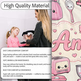 Cute Kawaii  Appliances Mixer Toaster Blender Cream  Personalised Custom Name Super Soft Fleece Blanket Bed Sofa Throw