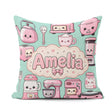 Custom Name Cute Kawaii Appliances Mixer Toaster Blender Mint Square Filled Cushion Throw Pillow Sofa Bed Home Decor Zip Washable UK Made