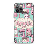 Cute Kawaii Appliances Mixer Toaster Blender Mint Custom Name Protective Phone Case Mobile Cover Durable Everyday Smartphone Shock Resistant