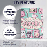 Personalised Name Cute Kawaii Appliances Custom  Unique Gift Idea Elegant Feature Canvas Wall Art Print Decor Picture Ready to Hang