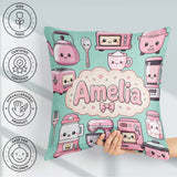 Custom Name Cute Kawaii Appliances Mixer Toaster Blender Mint Square Filled Cushion Throw Pillow Sofa Bed Home Decor Zip Washable UK Made