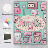 Personalised Name Cute Kawaii Appliances Custom  Unique Gift Idea Elegant Feature Canvas Wall Art Print Decor Picture Ready to Hang