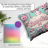 Custom Name Cute Kawaii Appliances Mixer Toaster Blender Mint Square Filled Cushion Throw Pillow Sofa Bed Home Decor Zip Washable UK Made