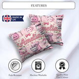 Custom Name Cute Kawaii Appliances Mixer Toaster Blender Teal Square Filled Cushion Throw Pillow Sofa Bed Home Decor Zip Washable UK Made
