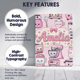 Personalised Name Cute Kawaii Appliances Custom  Unique Gift Idea Elegant Feature Canvas Wall Art Print Decor Picture Ready to Hang