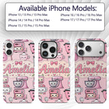 Cute Kawaii Appliances Mixer Toaster Blender Teal Custom Name Protective Phone Case Mobile Cover Durable Everyday Smartphone Shock Resistant