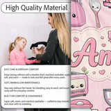 Cute Kawaii  Appliances Mixer Toaster Blender Teal  Personalised Custom Name Super Soft Fleece Blanket Bed Sofa Throw