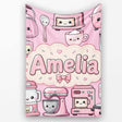 Cute Kawaii  Appliances Mixer Toaster Blender Blush Pink  Personalised Custom Name Super Soft Fleece Blanket Bed Sofa Throw