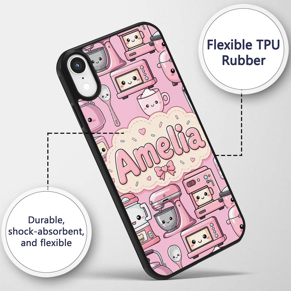 Cute Kawaii Appliances Mixer Toaster Blender Custom Name Protective Phone Case Mobile Cover Durable Everyday Smartphone Shock Resistant