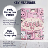 Personalised Name Cute Kawaii Appliances Custom  Unique Gift Idea Elegant Feature Canvas Wall Art Print Decor Picture Ready to Hang