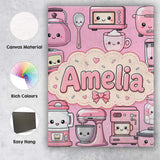 Personalised Name Cute Kawaii Appliances Custom  Unique Gift Idea Elegant Feature Canvas Wall Art Print Decor Picture Ready to Hang