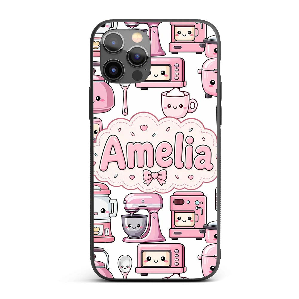Cute Kawaii Appliances Mixer Toaster Blender Custom Name Protective Phone Case Mobile Cover Durable Everyday Smartphone Shock Resistant