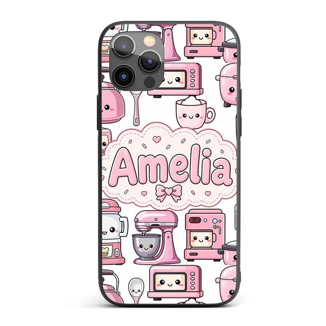 Cute Kawaii Appliances Mixer Toaster Blender Custom Name Protective Phone Case Mobile Cover Durable Everyday Smartphone Shock Resistant
