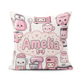 Custom Name Kawaii Appliances Mixer Toaster Blender Light Grey Square Filled Cushion Throw Pillow Sofa Bed Home Decor Zip Washable UK Made