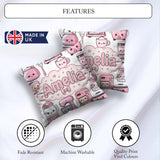 Custom Name Kawaii Appliances Mixer Toaster Blender Light Grey Square Filled Cushion Throw Pillow Sofa Bed Home Decor Zip Washable UK Made