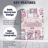 Personalised Name Cute Kawaii Appliances Custom  Unique Gift Idea Elegant Feature Canvas Wall Art Print Decor Picture Ready to Hang