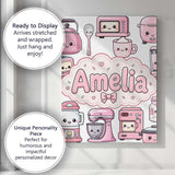 Personalised Name Cute Kawaii Appliances Custom  Unique Gift Idea Elegant Feature Canvas Wall Art Print Decor Picture Ready to Hang