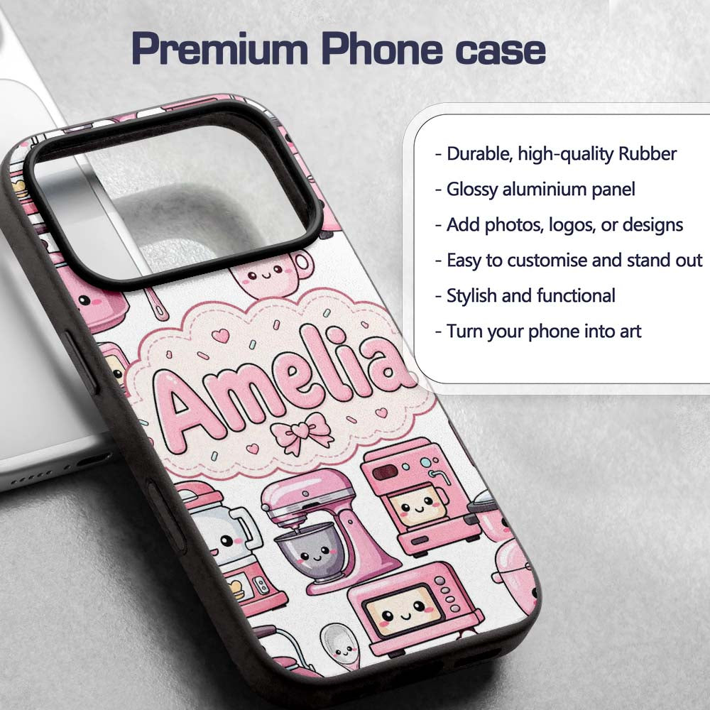 Cute Kawaii Appliances Mixer Toaster Blender Custom Name Protective Phone Case Mobile Cover Durable Everyday Smartphone Shock Resistant