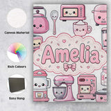 Personalised Name Cute Kawaii Appliances Custom  Unique Gift Idea Elegant Feature Canvas Wall Art Print Decor Picture Ready to Hang