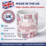 Personalized Custom Name Cute Kawaii Kitchen Appliances Mixer Toaster Blender Light Grey 11oz Ceramic Coffee Tea Mug White Large Handle