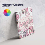 Personalised Name Cute Kawaii Appliances Custom  Unique Gift Idea Elegant Feature Canvas Wall Art Print Decor Picture Ready to Hang