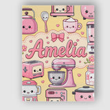 Personalised Name Cute Kawaii Appliances Custom  Unique Gift Idea Elegant Feature Canvas Wall Art Print Decor Picture Ready to Hang