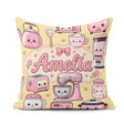 Custom Name Cute Kawaii Appliances Mixer Toaster Blender Yellow Square Filled Cushion Throw Pillow Sofa Bed Home Decor Zip Washable UK Made