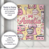 Personalised Name Cute Kawaii Appliances Custom  Unique Gift Idea Elegant Feature Canvas Wall Art Print Decor Picture Ready to Hang