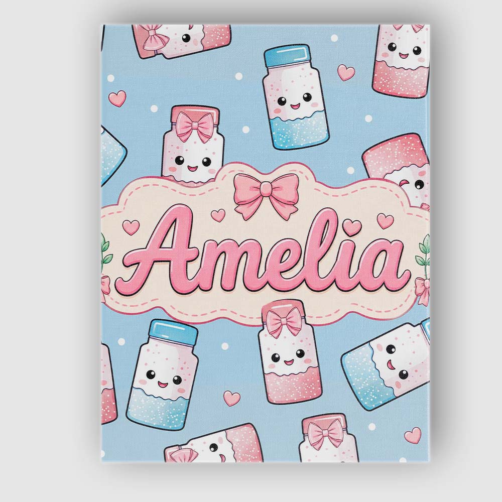 Personalised Name Cute Kawaii Sugar Jar Custom  Modern Room Accent Elegant Feature Canvas Wall Art Print Decor Picture Ready to Hang