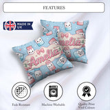 Custom Name Kawaii Sugar Jar Bottles with Glitter Sprinkles Blue Square Filled Cushion Throw Pillow Sofa Bed Home Decor Zip Washable UK Made