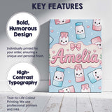 Personalised Name Cute Kawaii Sugar Jar Custom  Modern Room Accent Elegant Feature Canvas Wall Art Print Decor Picture Ready to Hang