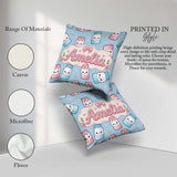 Custom Name Kawaii Sugar Jar Bottles with Glitter Sprinkles Blue Square Filled Cushion Throw Pillow Sofa Bed Home Decor Zip Washable UK Made