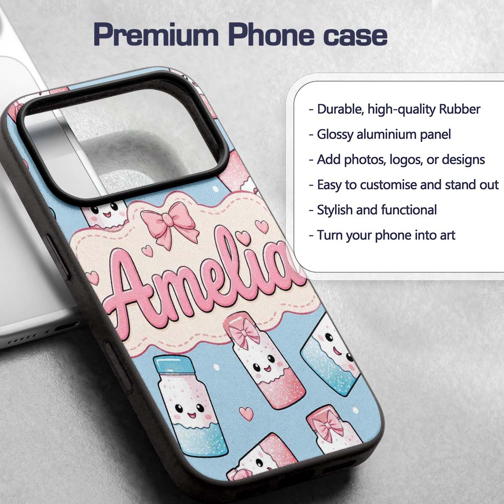 Cute Kawaii Sugar Jar Bottles with Printed Design Custom Name Protective Phone Case Mobile Cover Durable Everyday Smartphone Shock Resistant