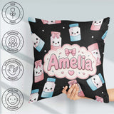 Custom Name Cute Kawaii Sugar Jar Bottles with Glitter Sprinkles Square Filled Cushion Throw Pillow Sofa Bed Home Decor Zip Washable UK Made