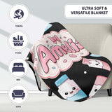 Cute Kawaii Sugar Jar Bottles with Glitter Sprinkles Black  Personalised Custom Name Super Soft Fleece Blanket Bed Sofa Throw