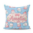 Custom Name Cute Kawaii Sugar Jar Bottles with Glitter Sky Blue Square Filled Cushion Throw Pillow Sofa Bed Home Decor Zip Washable UK Made