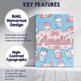 Personalised Name Cute Kawaii Sugar Jar Custom  Modern Room Accent Elegant Feature Canvas Wall Art Print Decor Picture Ready to Hang