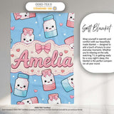 Cute Kawaii Sugar Jar Bottles with Glitter Sprinkles Sky Blue  Personalised Custom Name Super Soft Fleece Blanket Bed Sofa Throw