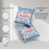 Custom Name Cute Kawaii Sugar Jar Bottles with Glitter Sky Blue Square Filled Cushion Throw Pillow Sofa Bed Home Decor Zip Washable UK Made