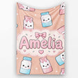 Cute Kawaii Sugar Jar Bottles with Glitter Sprinkles Peach  Personalised Custom Name Super Soft Fleece Blanket Bed Sofa Throw