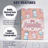 Personalised Name Cute Kawaii Sugar Jar Custom  Modern Room Accent Elegant Feature Canvas Wall Art Print Decor Picture Ready to Hang
