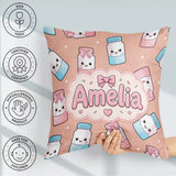 Custom Name Cute Kawaii Sugar Jar Bottles with Glitter Sprinkles Square Filled Cushion Throw Pillow Sofa Bed Home Decor Zip Washable UK Made