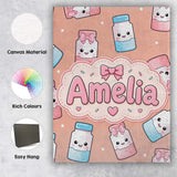 Personalised Name Cute Kawaii Sugar Jar Custom  Modern Room Accent Elegant Feature Canvas Wall Art Print Decor Picture Ready to Hang