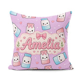 Custom Name Cute Kawaii Sugar Jar Bottles with Glitter Sprinkles Square Filled Cushion Throw Pillow Sofa Bed Home Decor Zip Washable UK Made