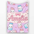 Cute Kawaii Sugar Jar Bottles with Glitter Sprinkles Purple  Personalised Custom Name Super Soft Fleece Blanket Bed Sofa Throw