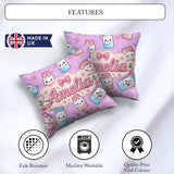 Custom Name Cute Kawaii Sugar Jar Bottles with Glitter Sprinkles Square Filled Cushion Throw Pillow Sofa Bed Home Decor Zip Washable UK Made